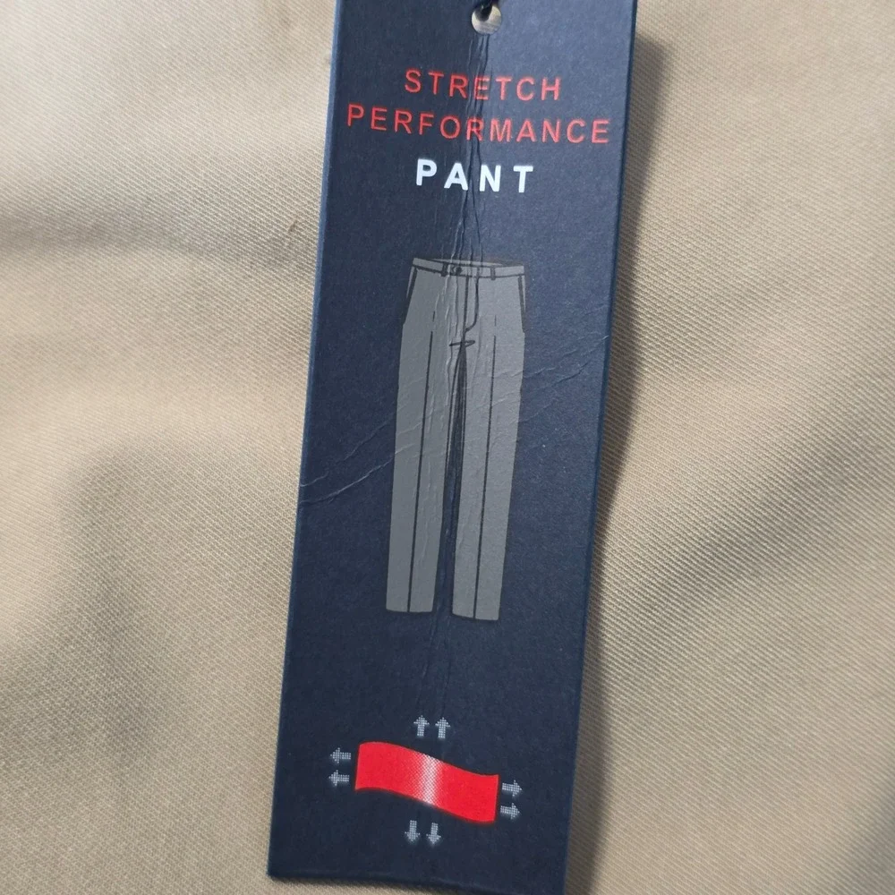 Tommy Hilfiger Warren Mens Khaki Stretch Performance Dress Pants 36x30 D956